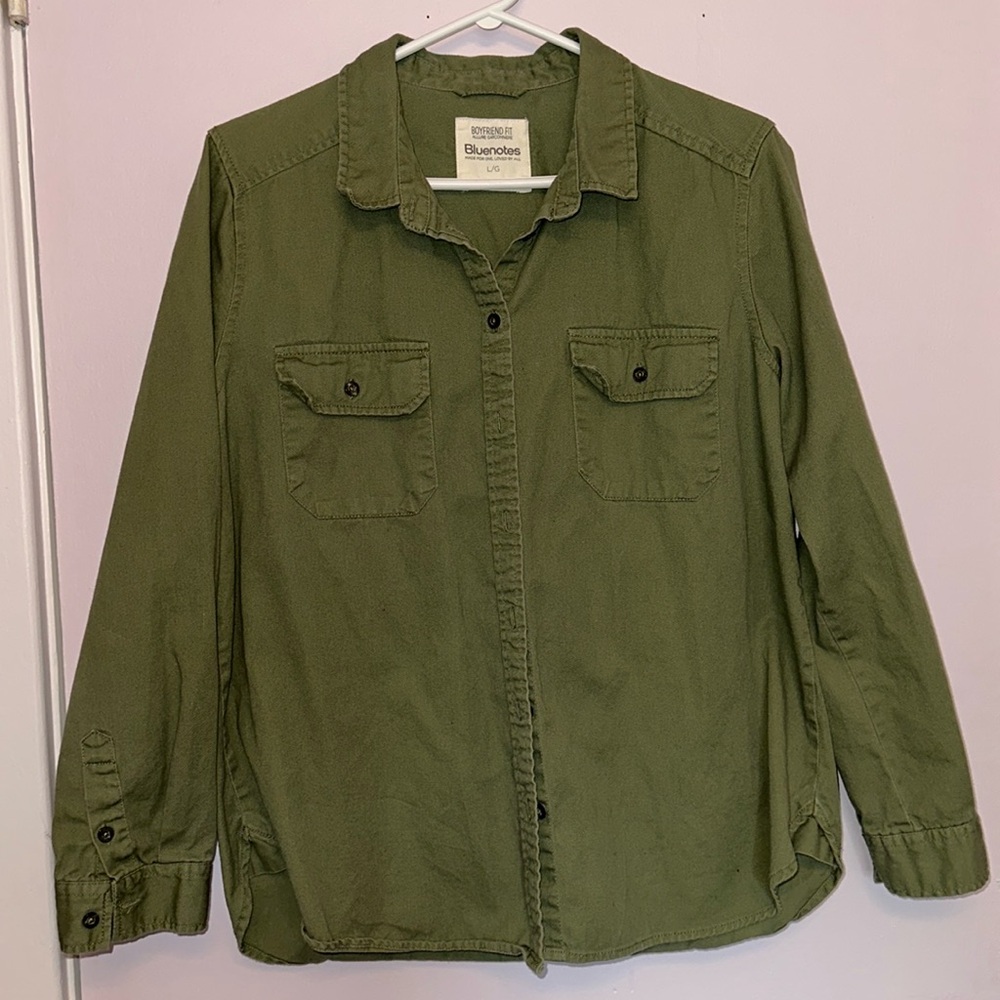 Bluenotes Boyfriend Fit Button Up Top
